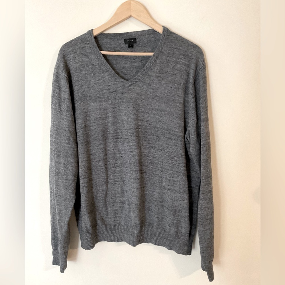 J‎ Crew V-Neck Pullover Sweater, 100% Cotton, Size Large​​​​​​​​